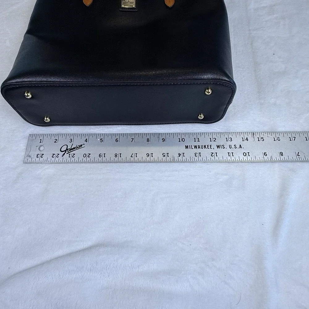 Dooney & Bourke Black Tan Leather Tote Shoulder Bag Tassel Dust Bag